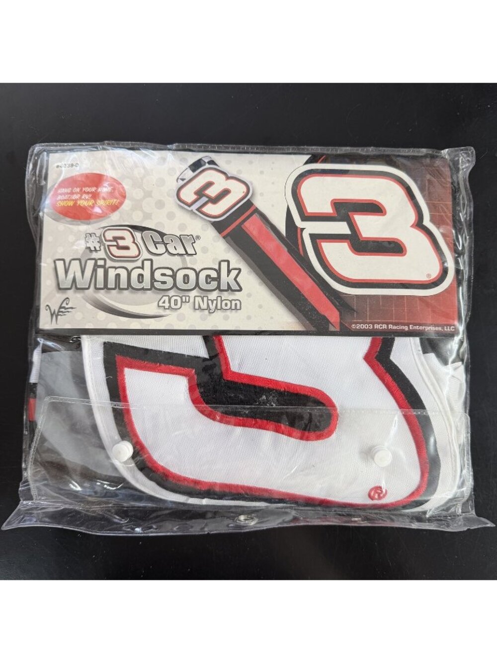 Vintage NASCAR Dale Earnhardt #3 Car Windsock 40 Inch Oxford Nylon RCR New